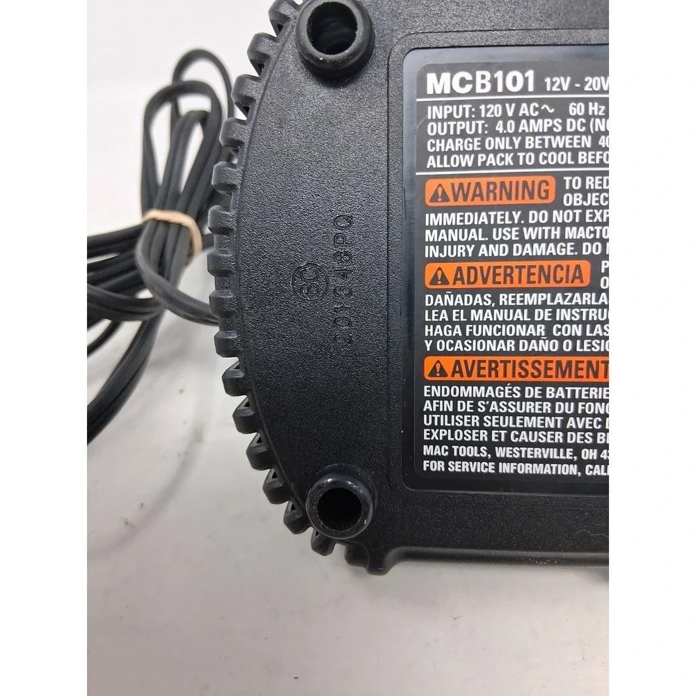 Mac Tools MCB101 Lithium Ion Battery Charger 12v/20v Untested. M